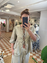 Load image into Gallery viewer, Tie Front Blouse - Gold Shimmer
