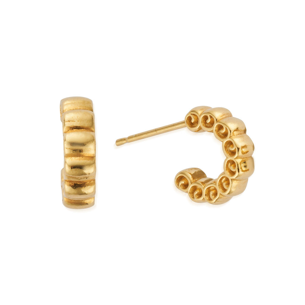 ChloBo Gold Ruffle Huggie Hoop Earrings - GEH3447