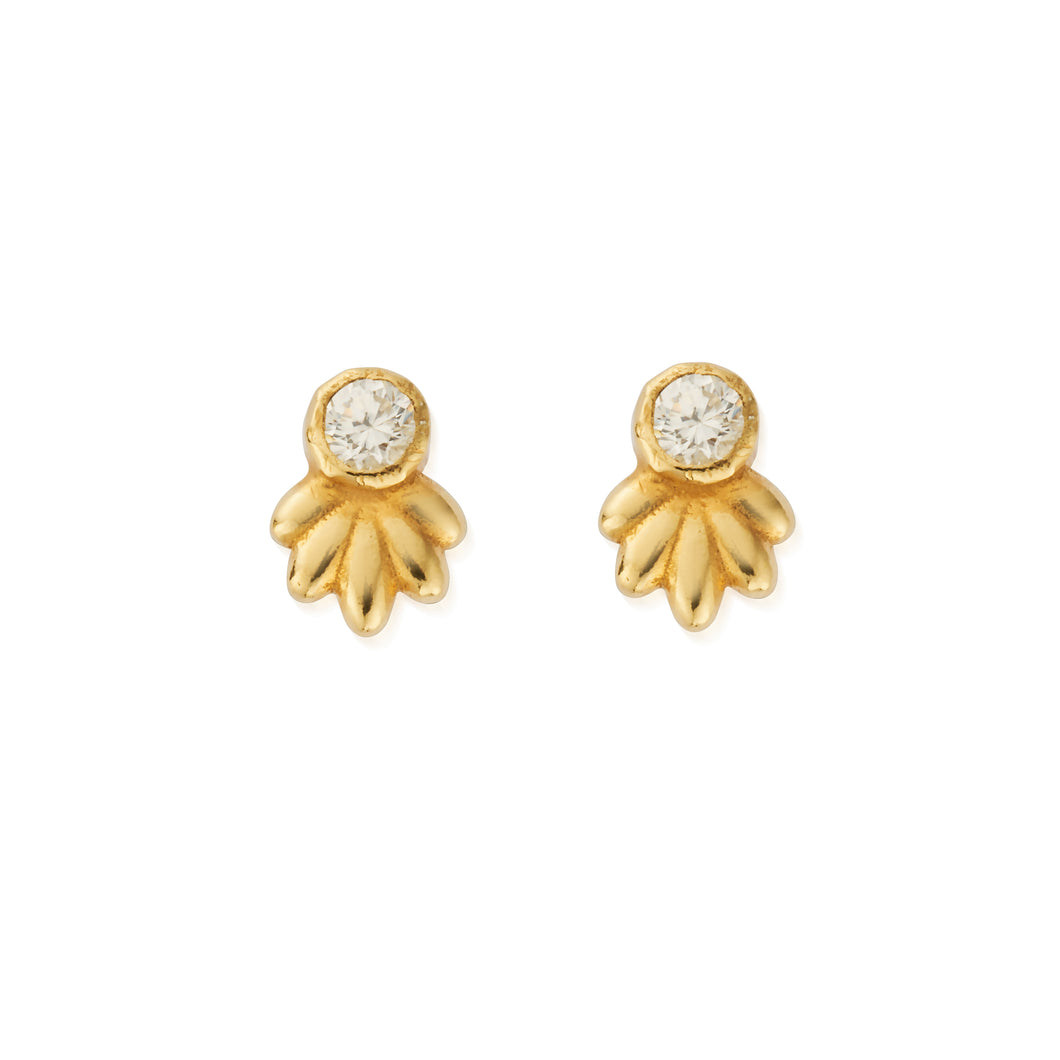 ChloBo Gold Glistening Flower Bud Stud Earrings - GEST3445