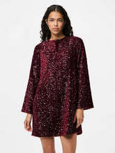 Load image into Gallery viewer, Pieces Pckam Sequin Bow Dress - Burgundy
