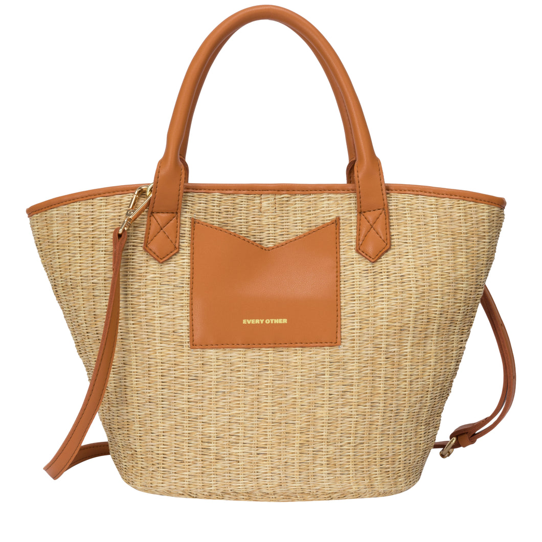 Every Other Large Woven Tote Bag - Tan 12019