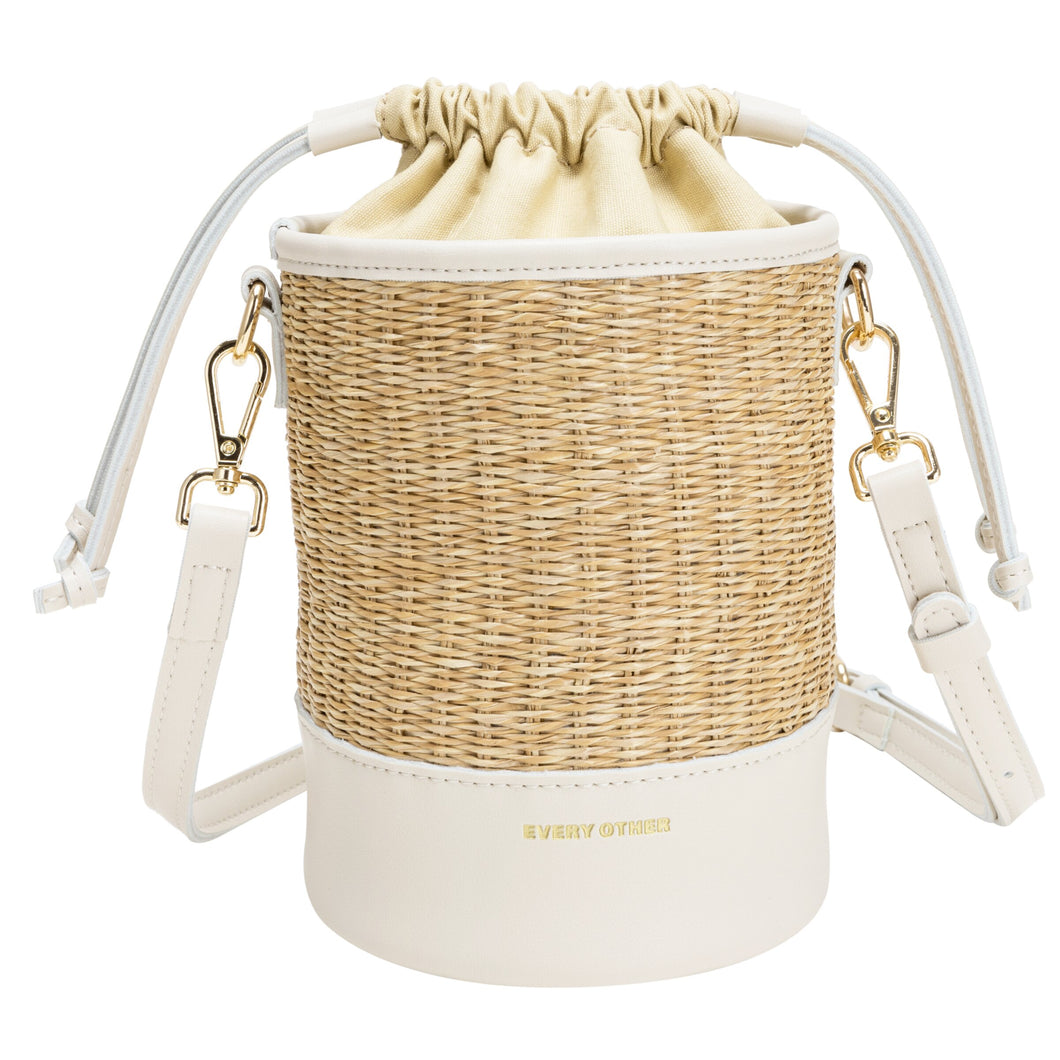 Every Other Drawstring Bucket Bag - White 12050