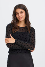 Load image into Gallery viewer, Fransa Frmesh Top - Black Hearts
