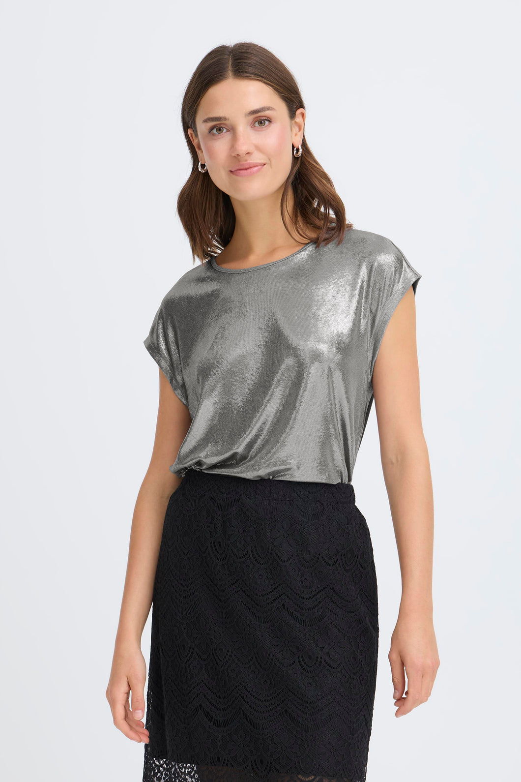 Fransa Frfranny Tee - Silver Metallic