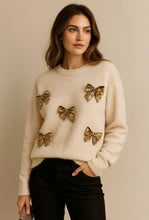 Load image into Gallery viewer, Sequin Bow Jumper - Cream
