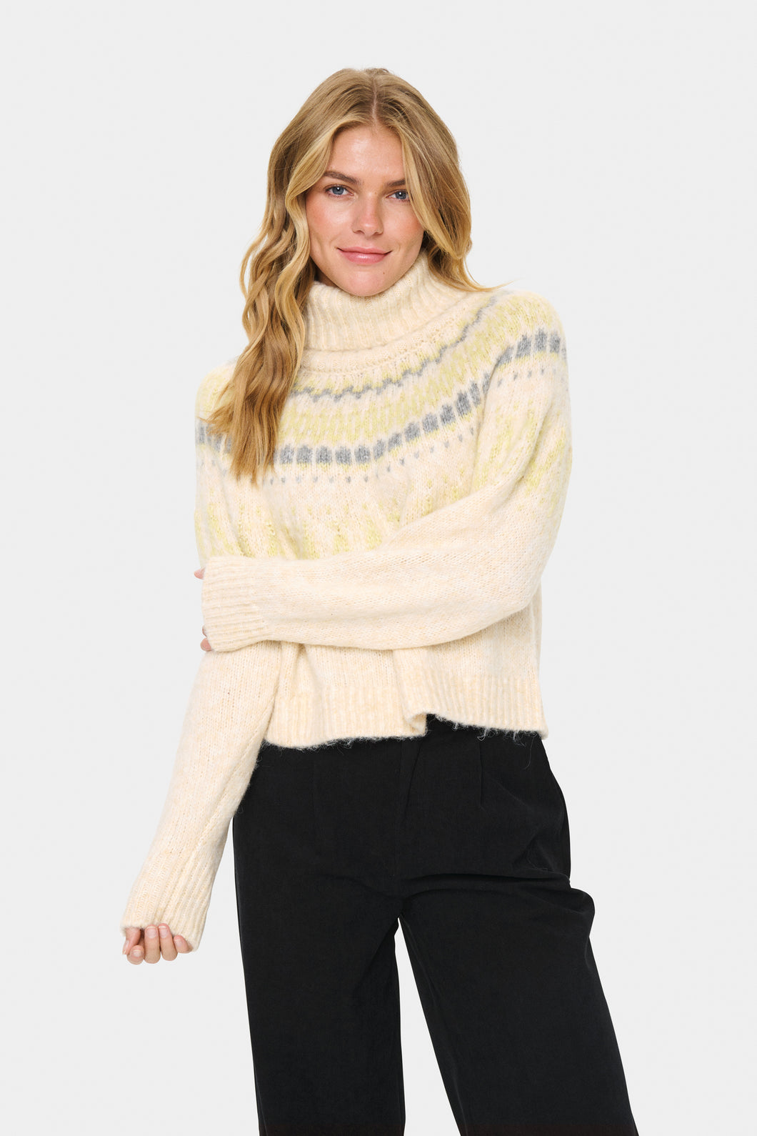 Saint Tropez MegnaSZ Roll Neck Knit - Ice Melange