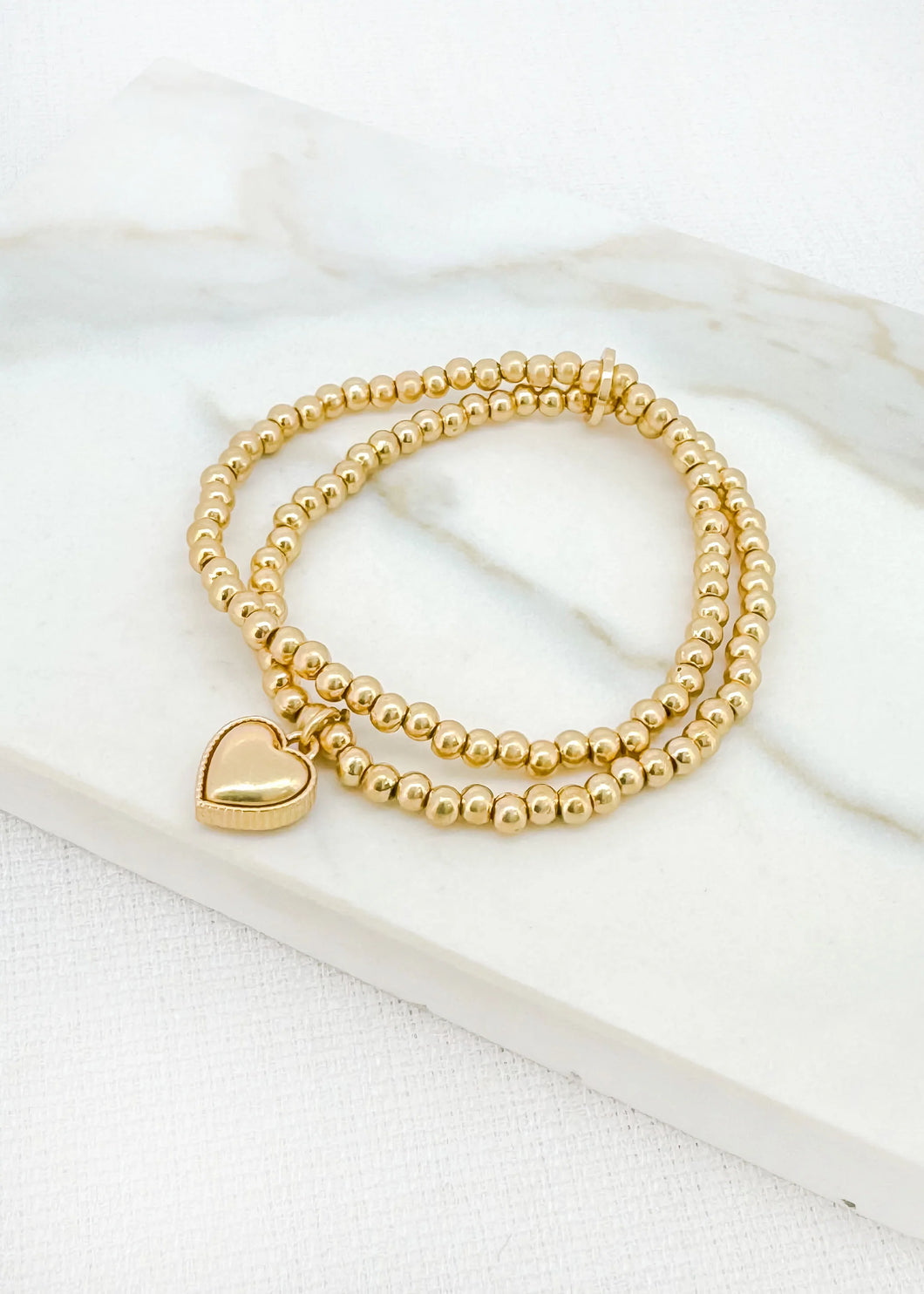 Envy Gold Double Layer Bracelet With Heart - 4154