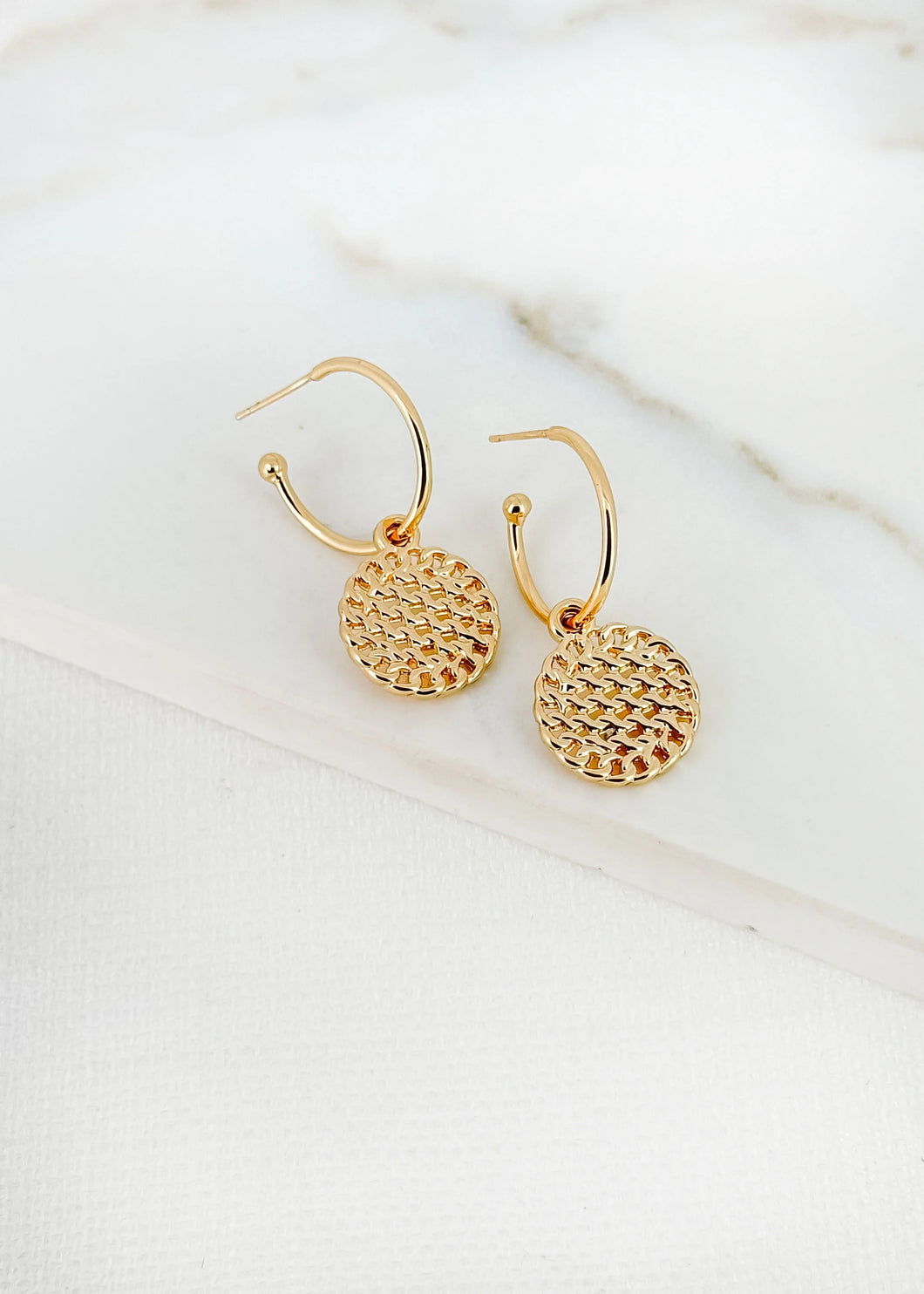 Envy Gold Textured Circle Earrings - 4369