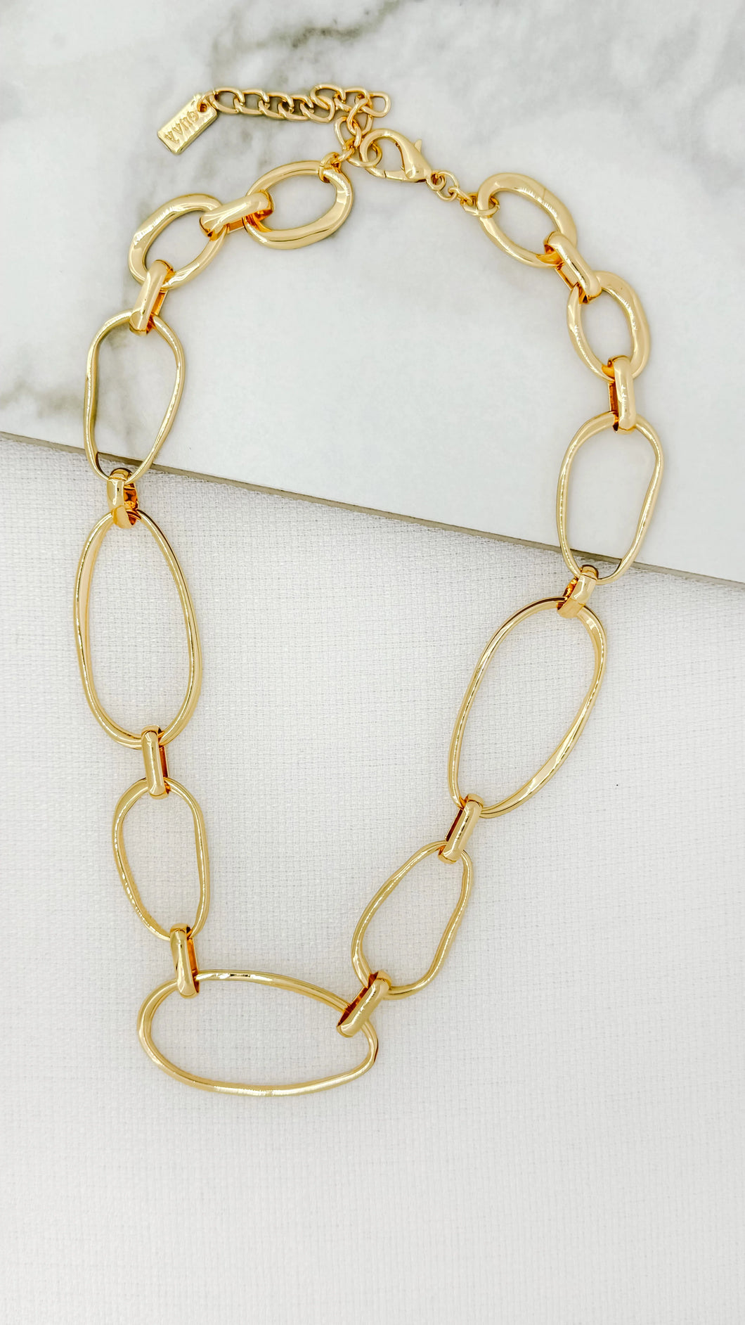 Envy Gold Short Oval Links Necklace - 4424