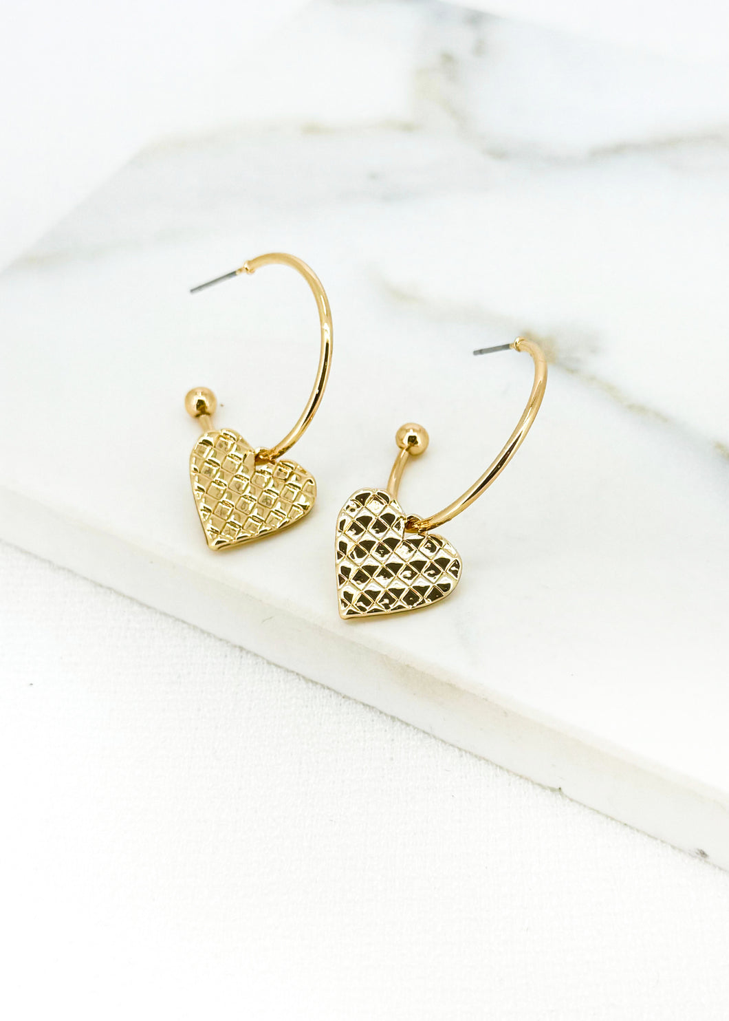 Envy Patterned Heart Hoop Earrings - 4441