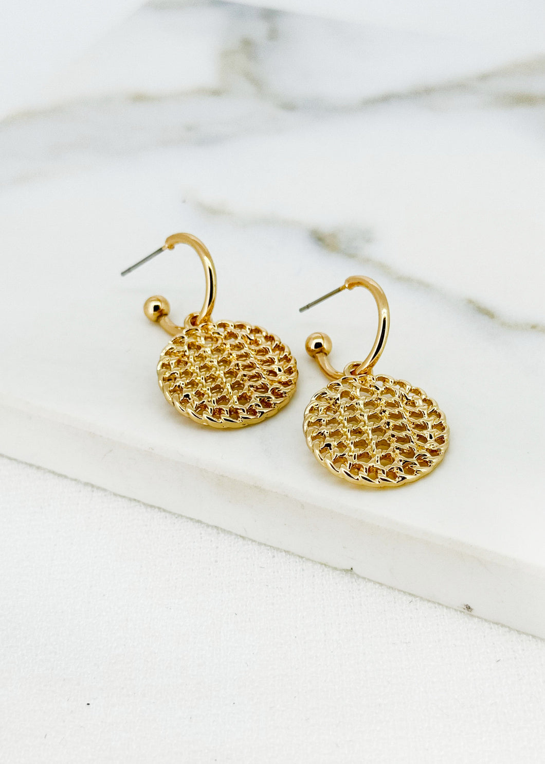 Envy Patterned Disc Hoop Earrings - 4443