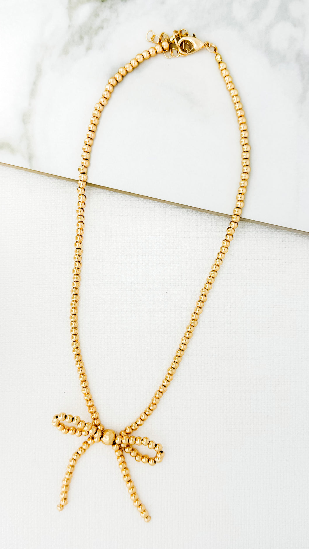 Envy Bobble Chain Bow Necklace - 4503