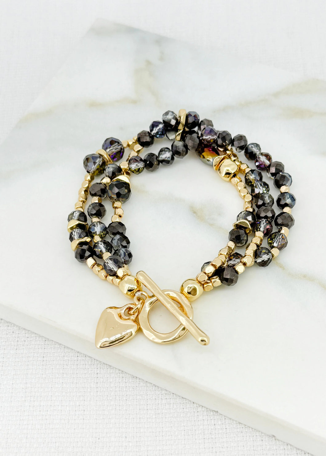 Envy Gold & Grey Beaded Layer Bracelet - 4555