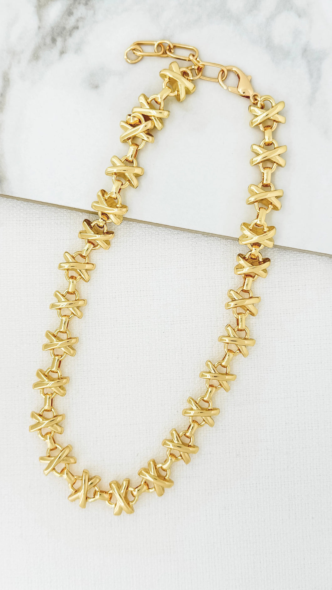 Envy Short Gold Cross Design Necklace - 4557