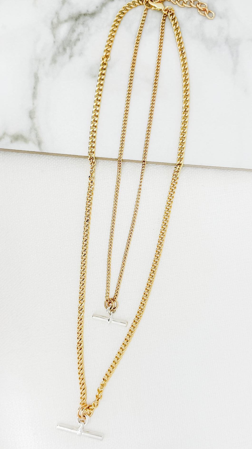 Envy Double Layer T-Bar Necklace - 4583