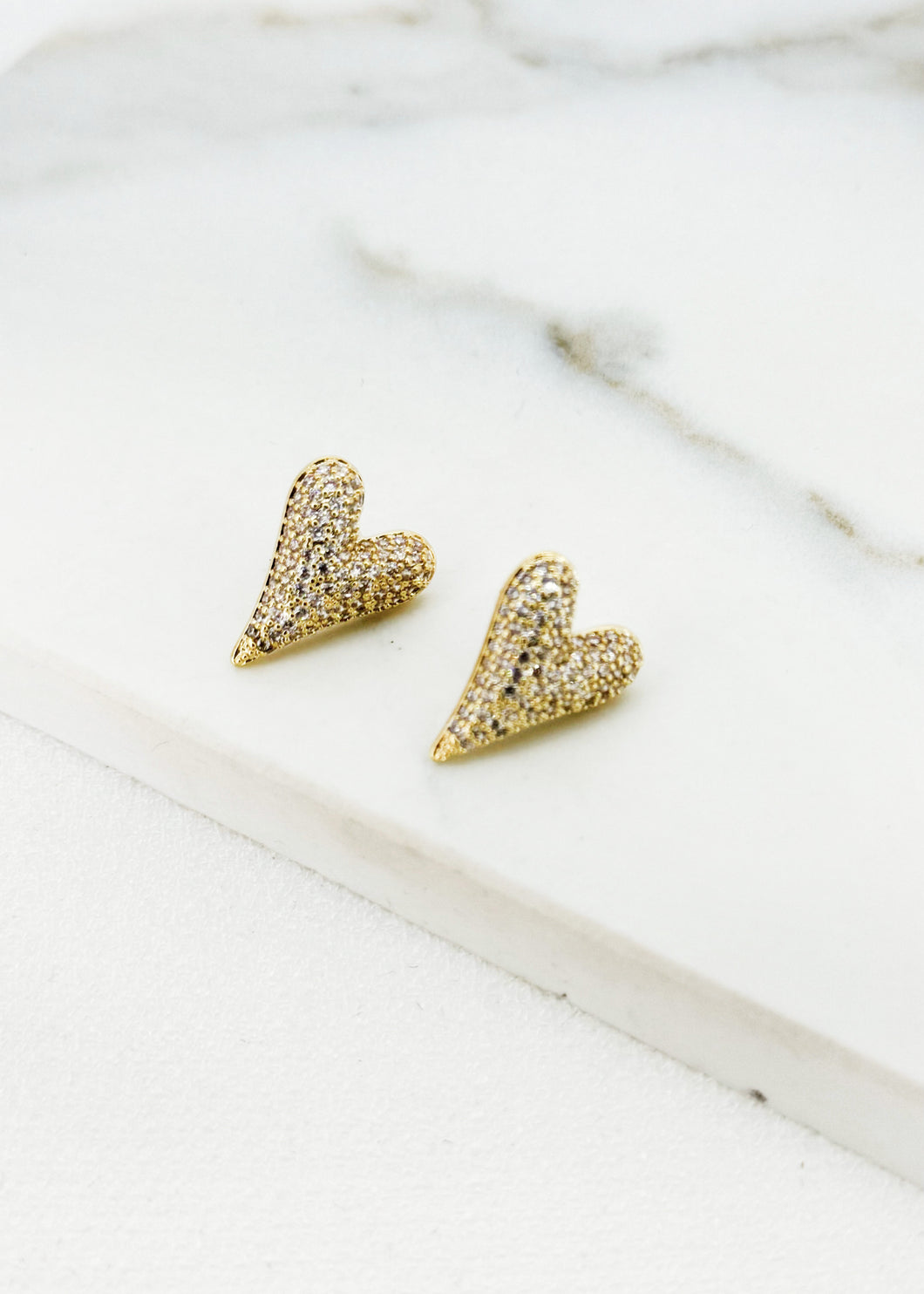 Envy Sparkle Heart Stud Earrings - 4623