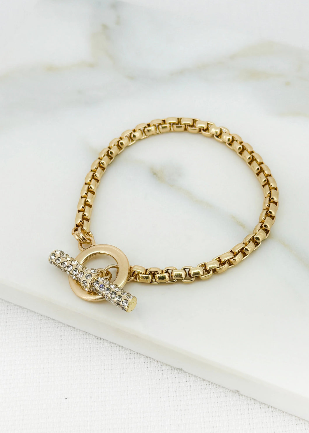 Envy Gold Bracelet With Diamante T-Bar - 4640