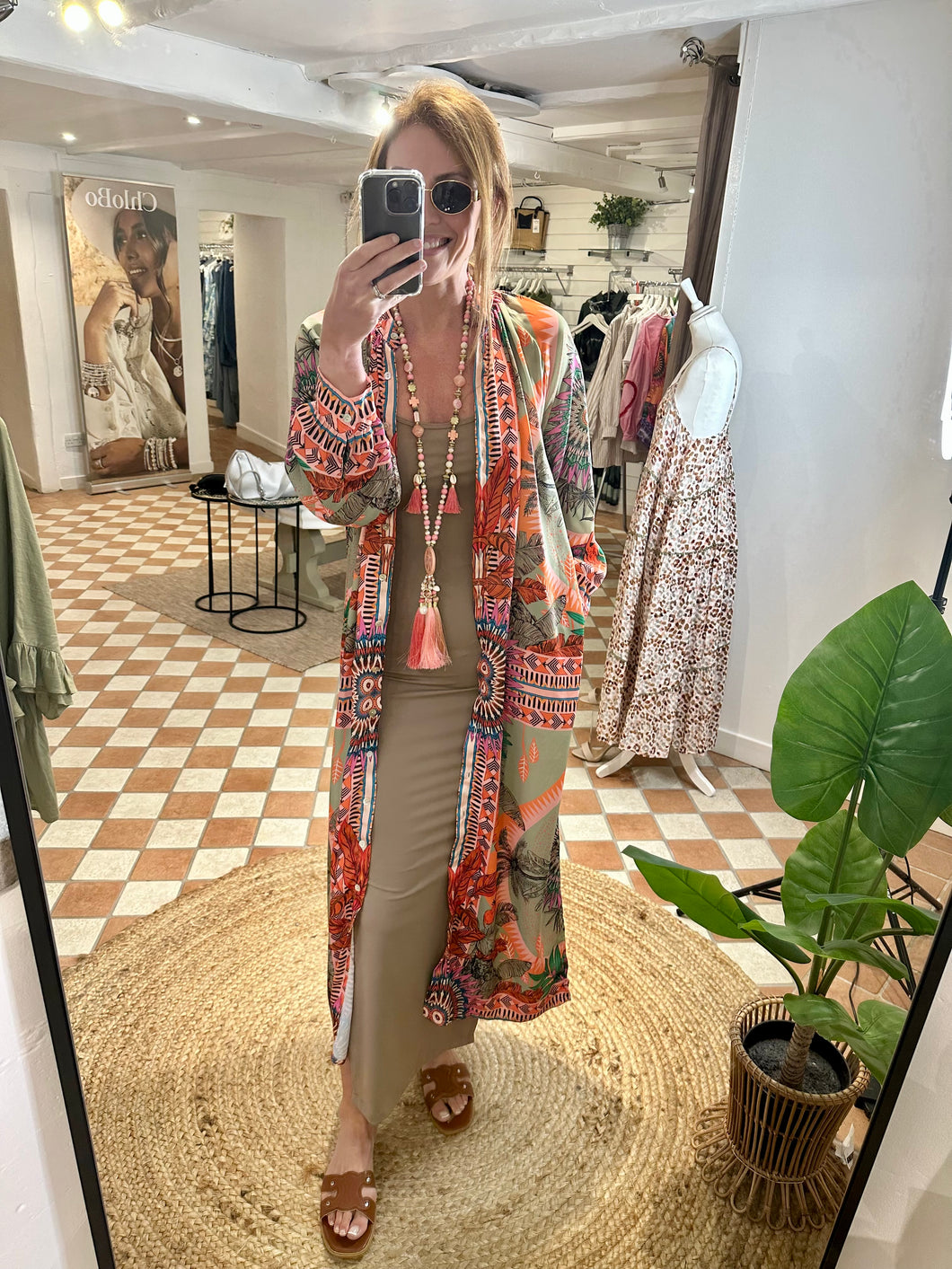 Marrakesh Cover Up Shirt / Dress - Khaki / Peach