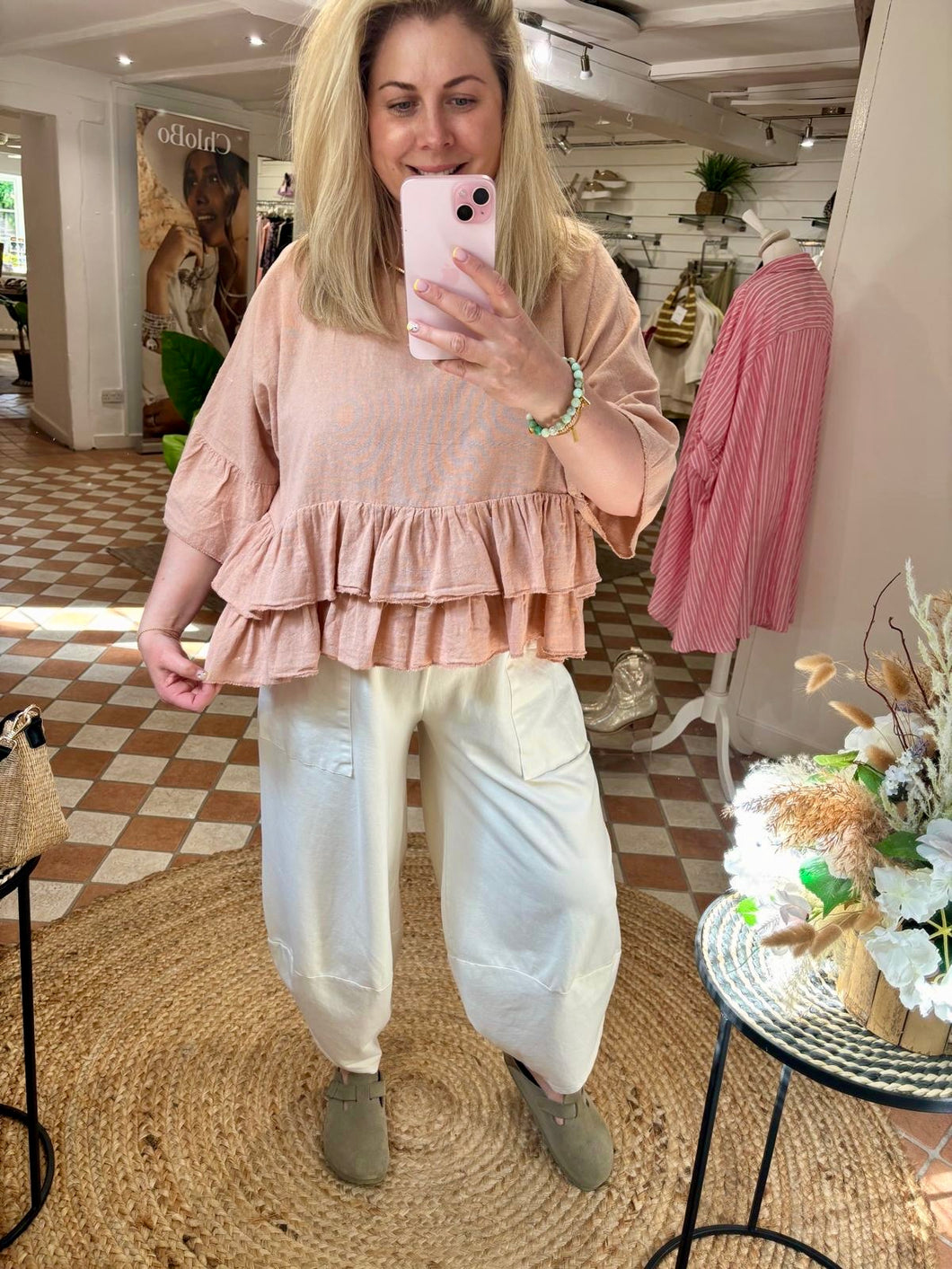 Cropped Frill Top - Rose