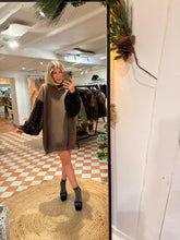 Load image into Gallery viewer, Sequin Sleeve Jumper Dress - Chocolate
