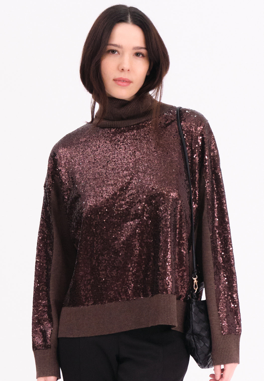 Religion Hailey Roll Neck Top - Brown 75HHY