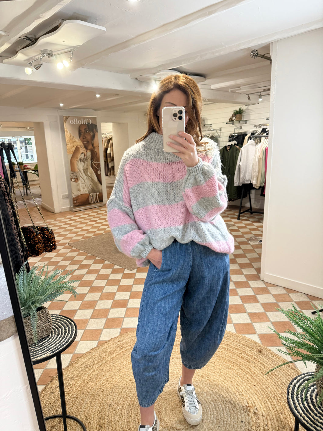 Nancy Knit - Grey / Pink