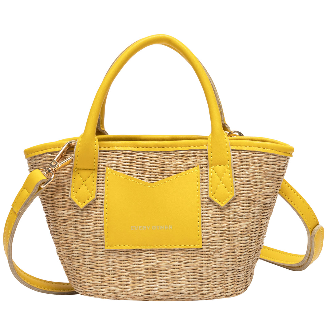Every Other Mini Woven Tote Bag - Yellow 12020