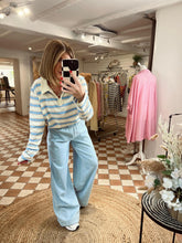 Load image into Gallery viewer, Pieces Pcfrankie Rugby Top - Cloud Cream /Blue
