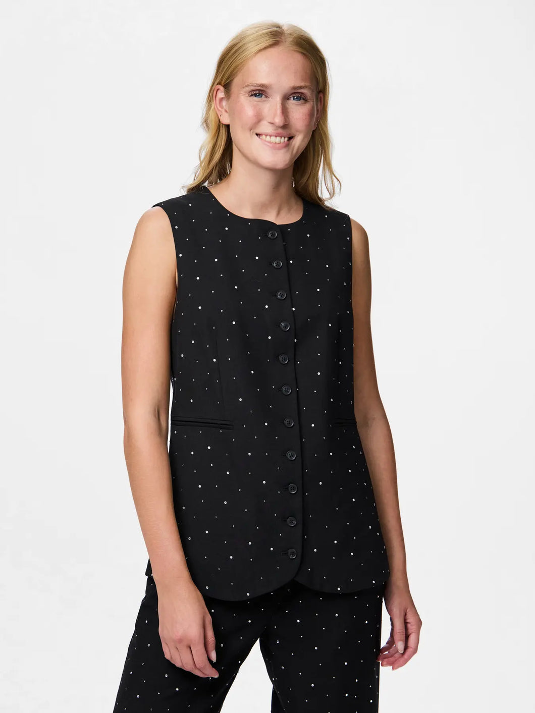 Pieces Michelle Rhinestone Waistcoat Top