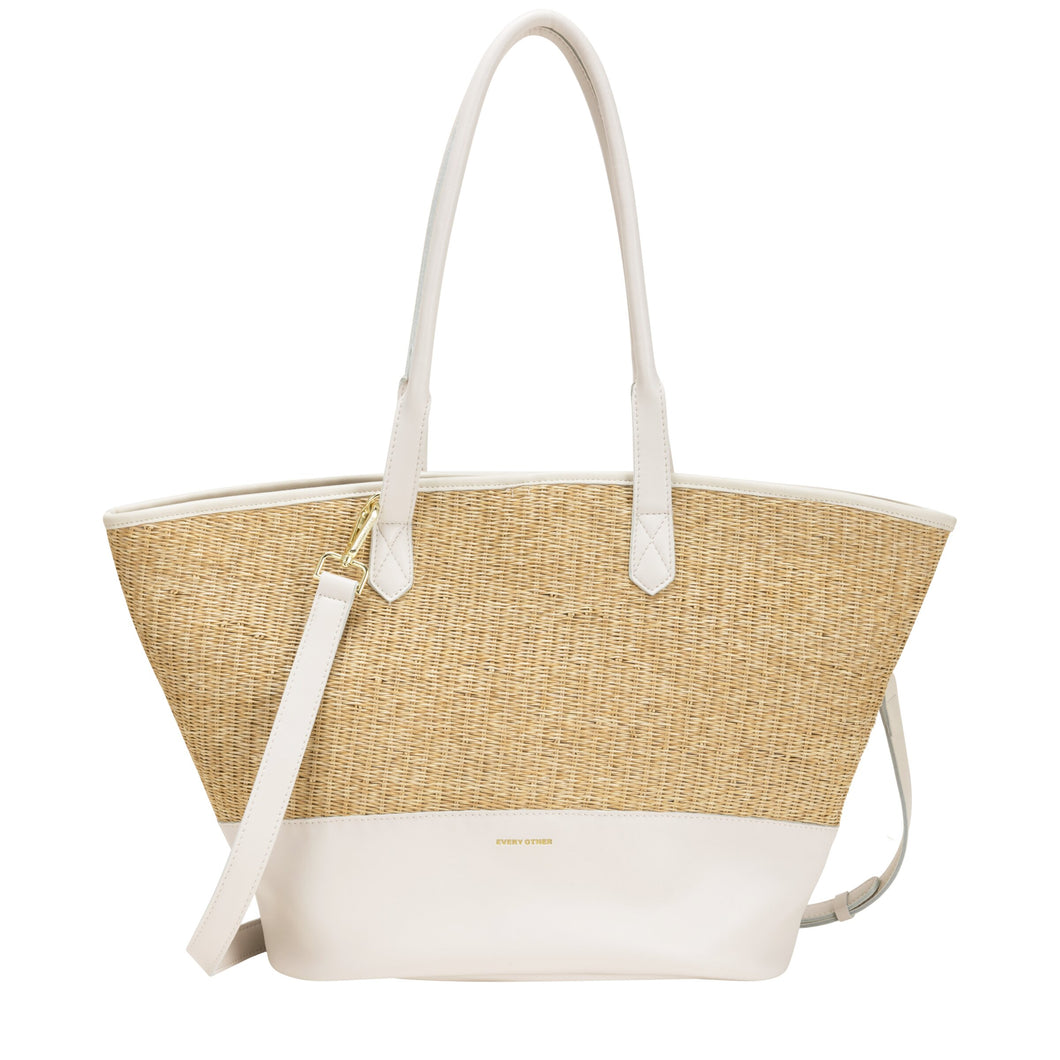 Every Other Twin Strap Large Shoulder Bag - White 12049