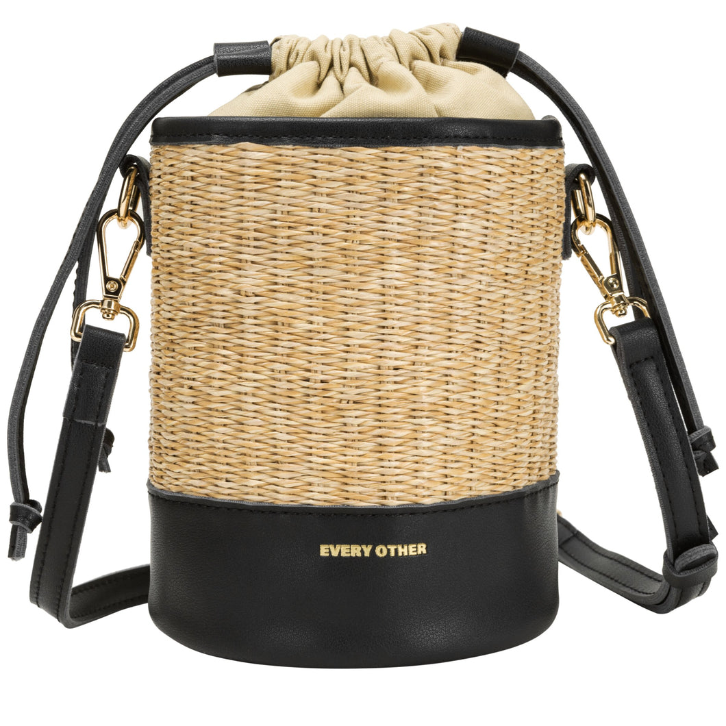 Every Other Drawstring Bucket Bag - Black 12050