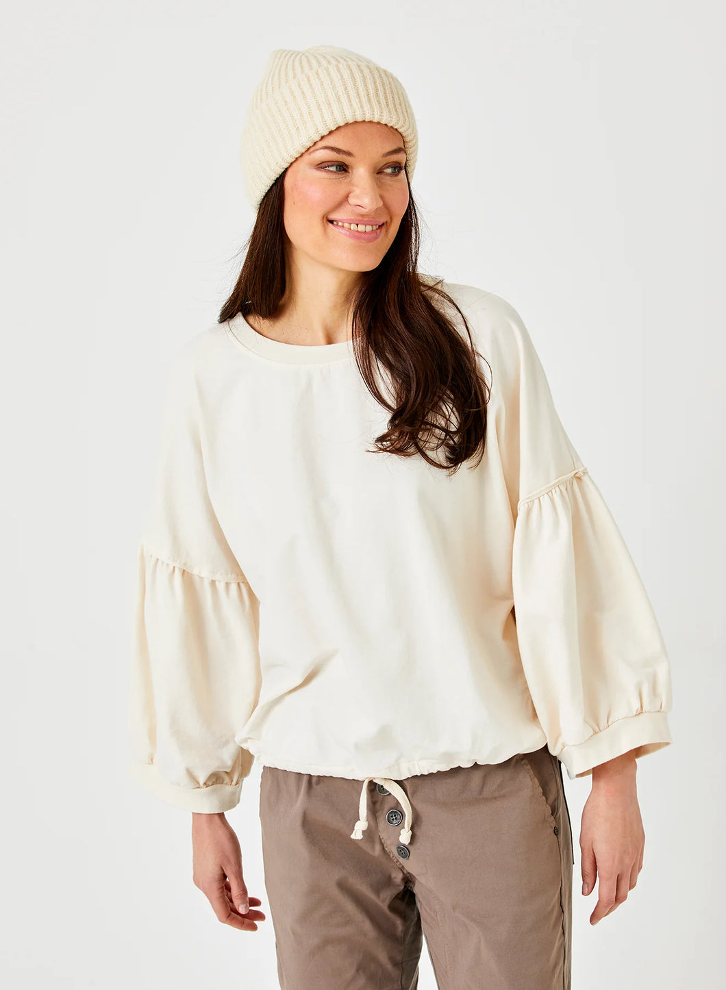 Suzy D Bo Bubble Sleeve Sweat - Winter White