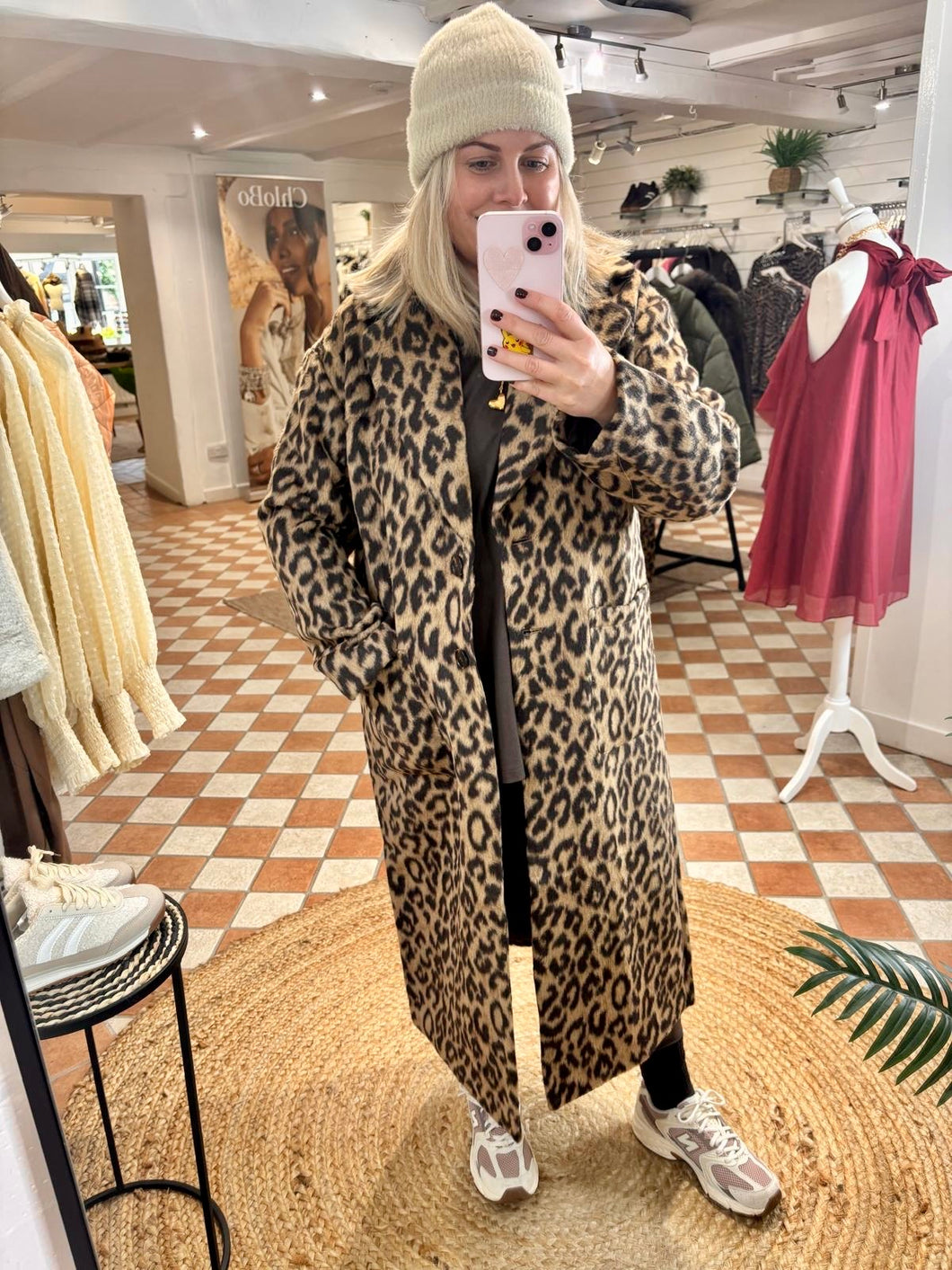 Pieces Pcjili Leopard Long Coat