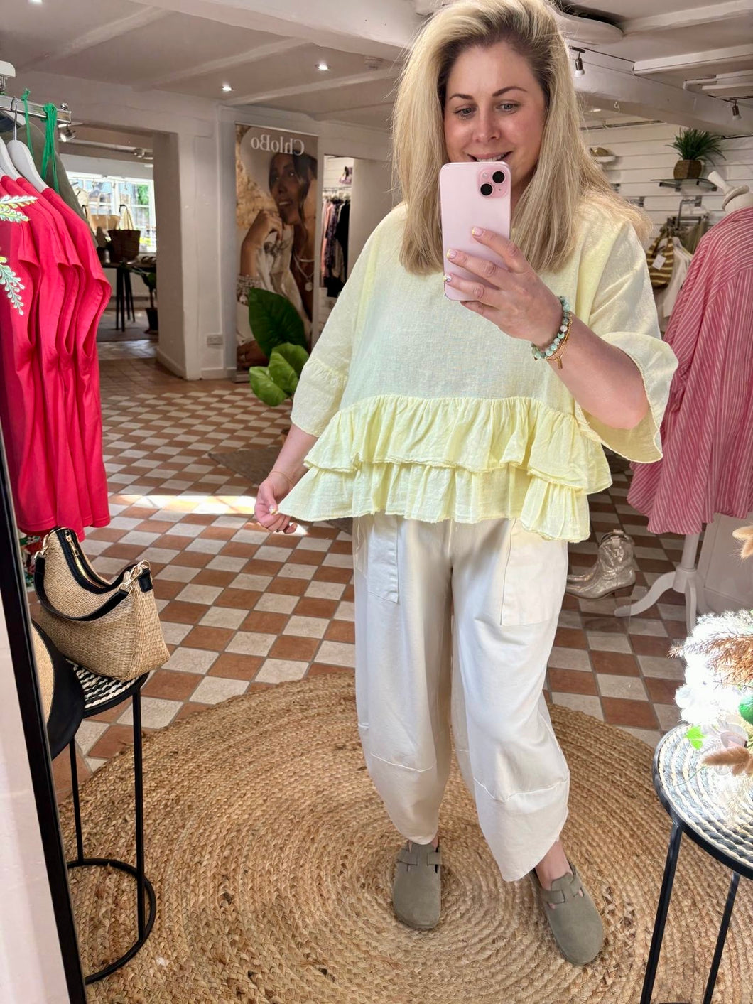 Cropped Frill Top - Lemon