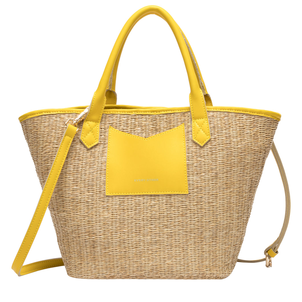 Every Other Large Woven Tote Bag - Yellow 12019