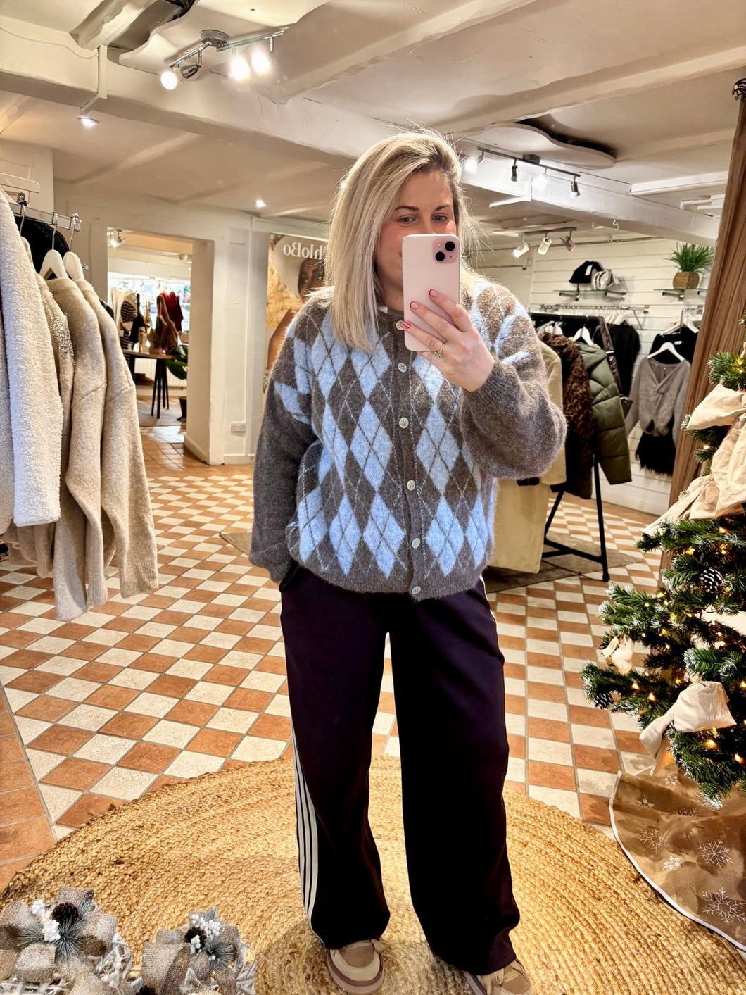 Weekend Cardigan - Mocha / Ice Blue