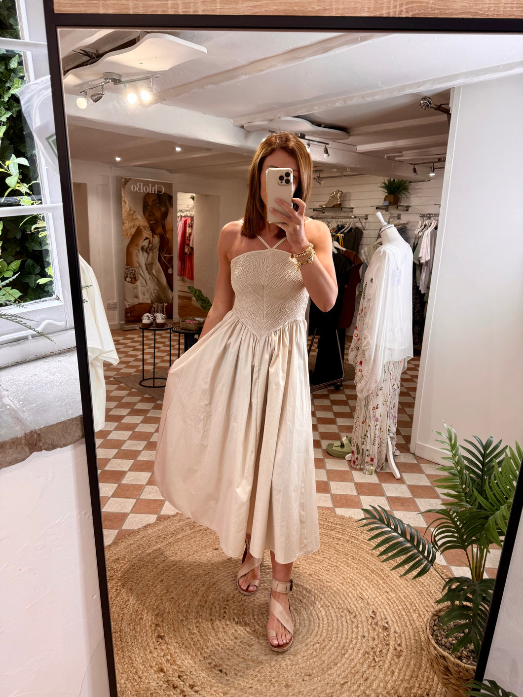 Athena Midi Dress - Stone