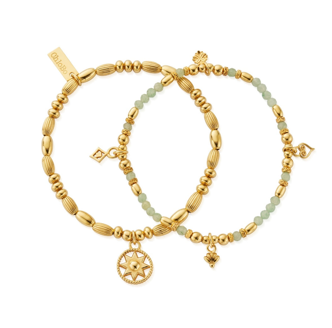 ChloBo Gold Harmony Aventurine Set Of Two Bracelets - GBSETAMUL