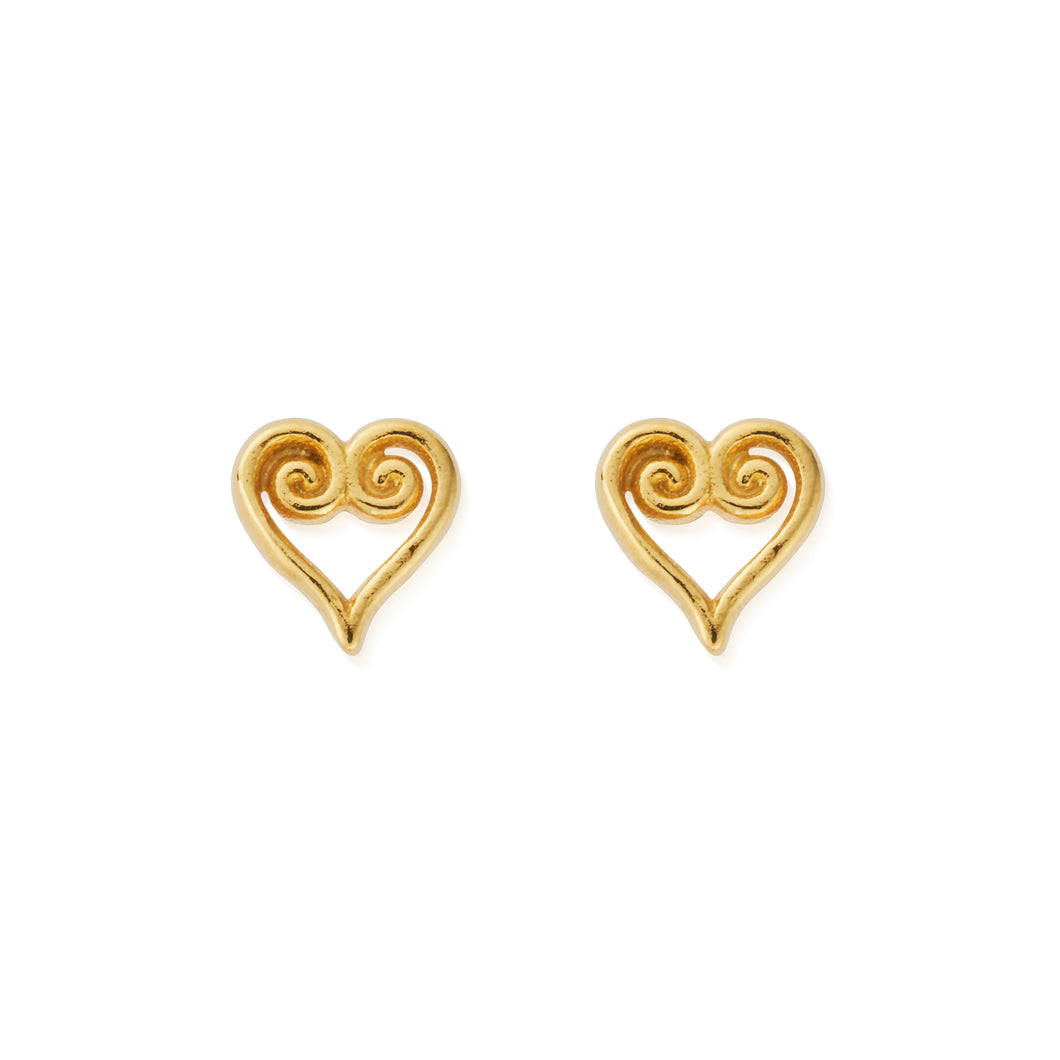 ChloBo Gold Scroll Heart Stud Earrings - GEST3425