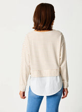 Load image into Gallery viewer, Suzy D Glen Stripe Top With Shirt Hem - Beige
