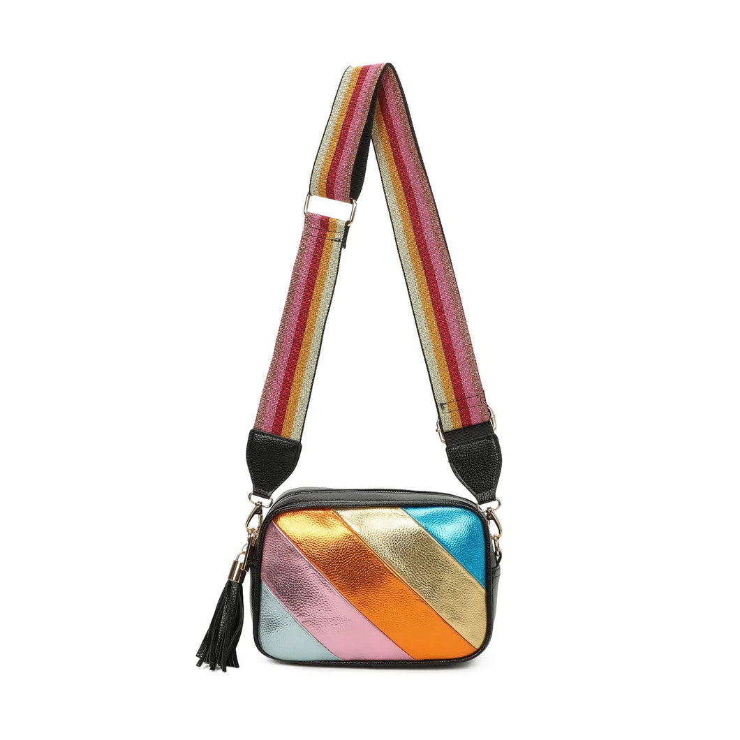 Metallic Stripe Crossbody Bag