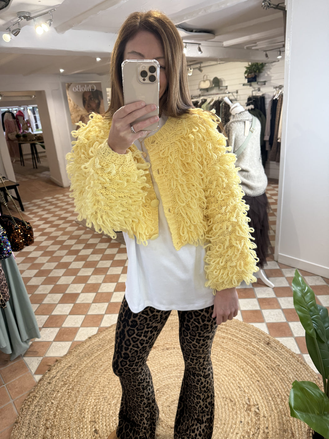 Chunky Loop Knit Cardigan - Yellow