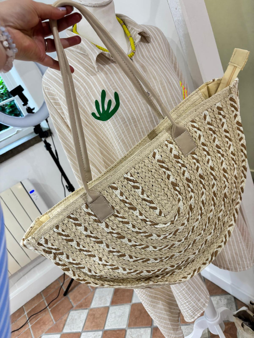 Woven Tote Bag - Nude