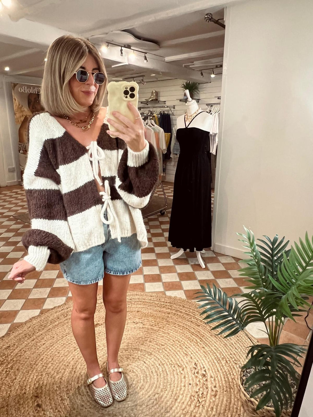 Candi Cardigan - Brown / Cream