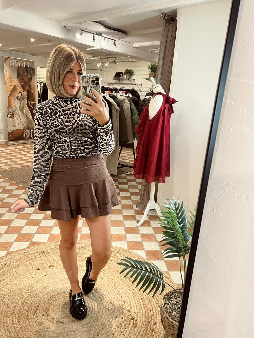 Religion Emmy Roll Neck Top - Silver Animal 75HEMT