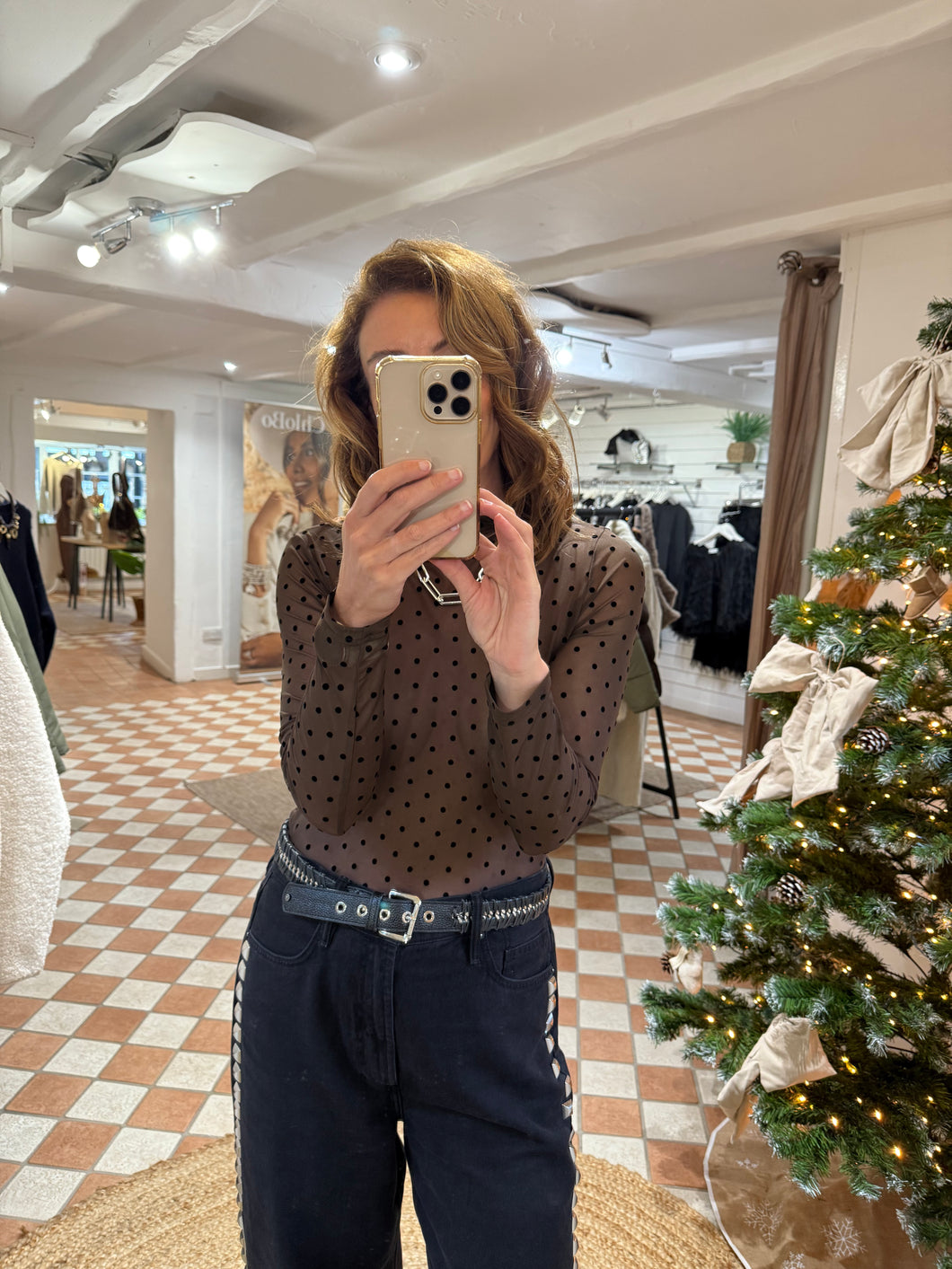 Polka Dot Layering Top - Chocolate