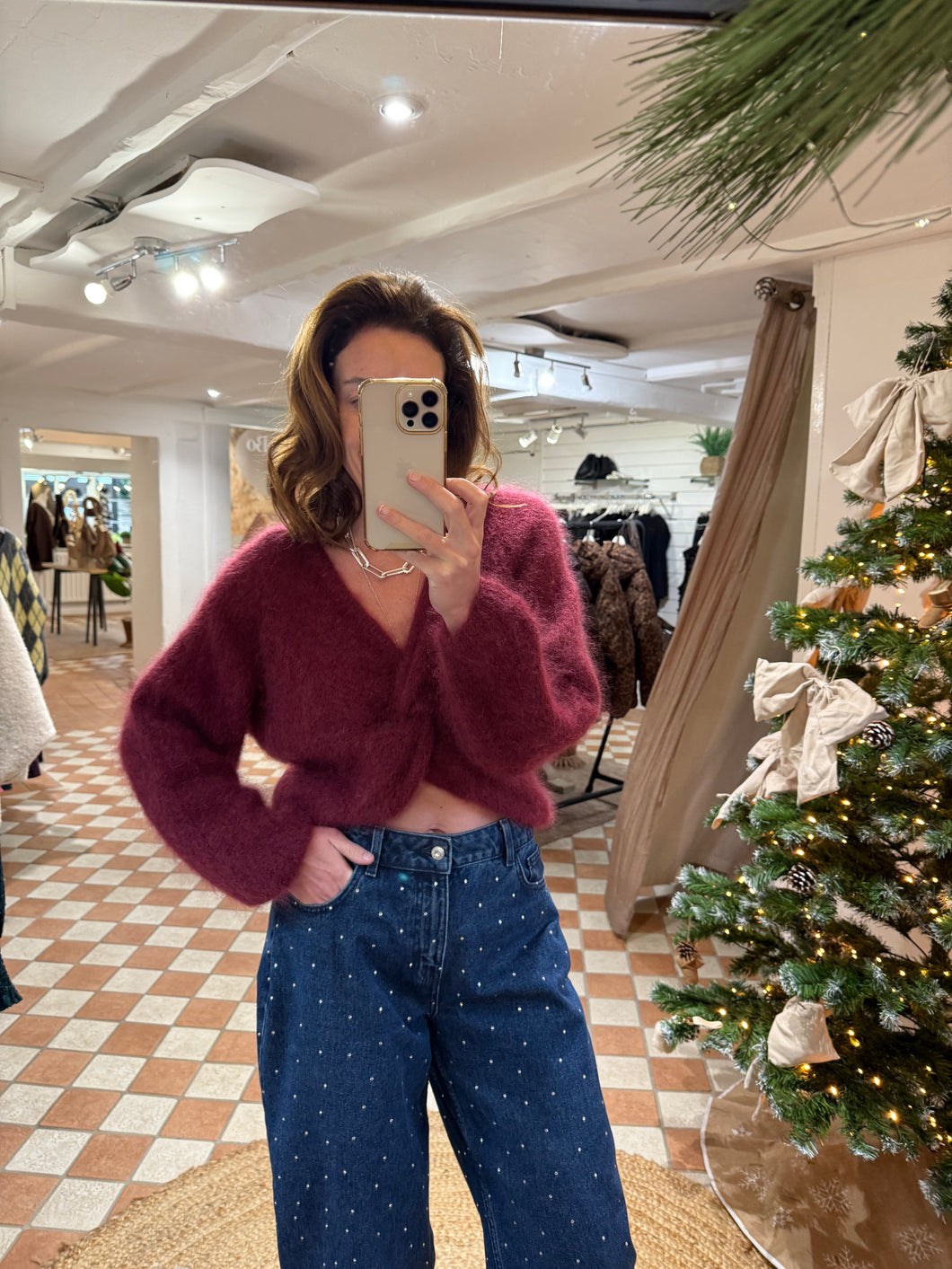 Mohair Twist Front Knit - Wine