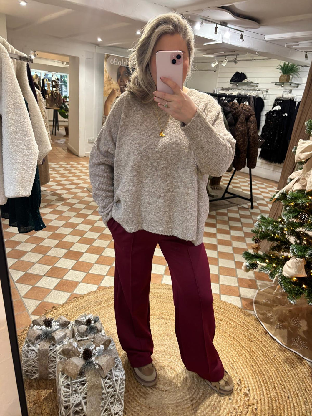 Wide Leg Joggers - Wine