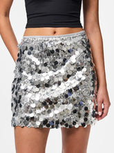 Load image into Gallery viewer, Pieces Pcmalou Sequin Mini Skirt - Silver
