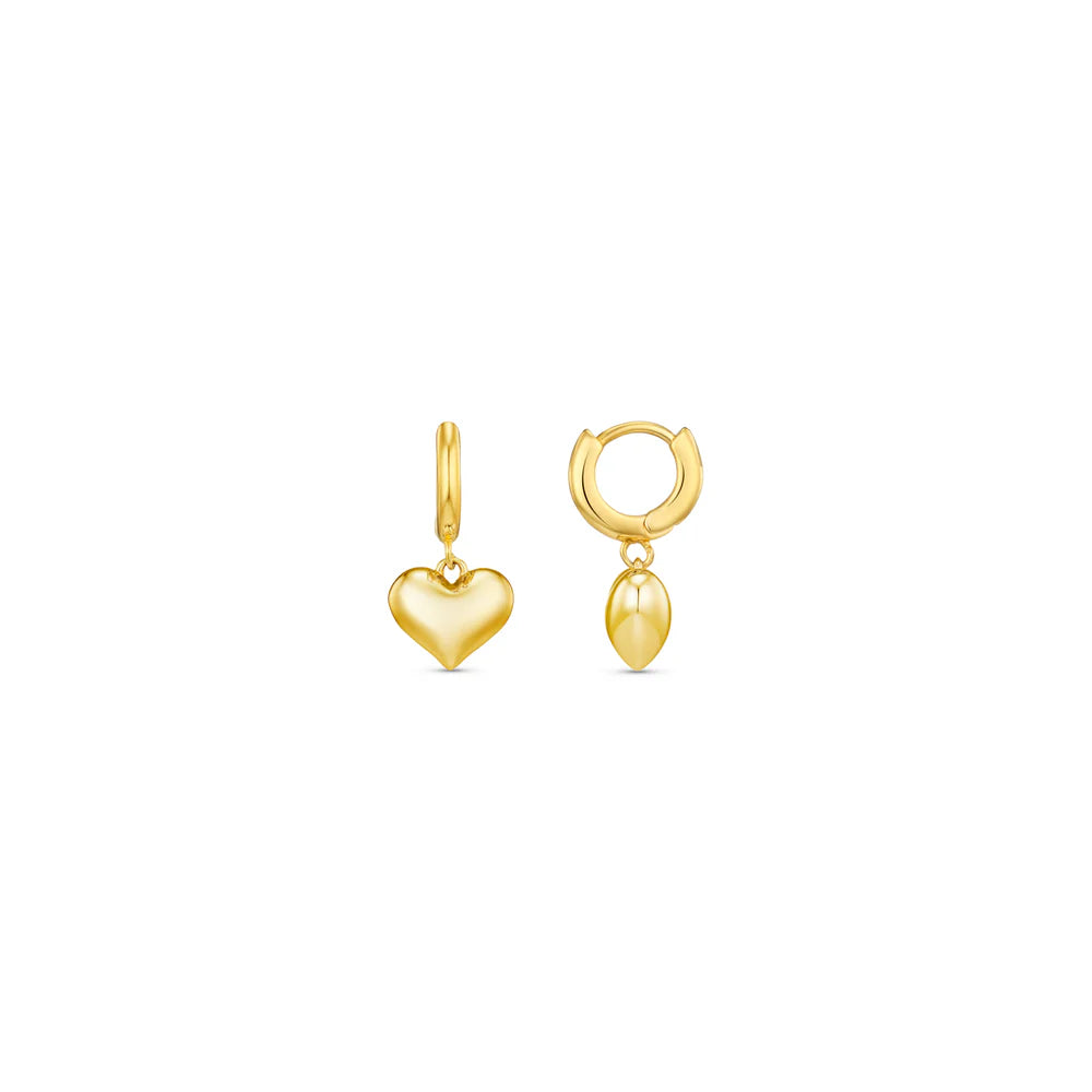 Orelia Domed Heart Charm Huggie Hoop Earrings - ORE30565